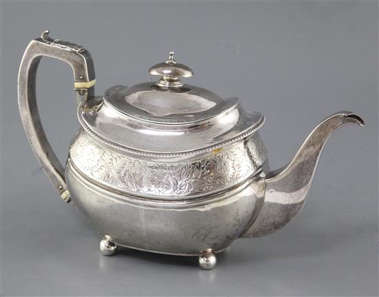 A George III silver oval teapot, by Wallis & Hayne, gross 20 oz.